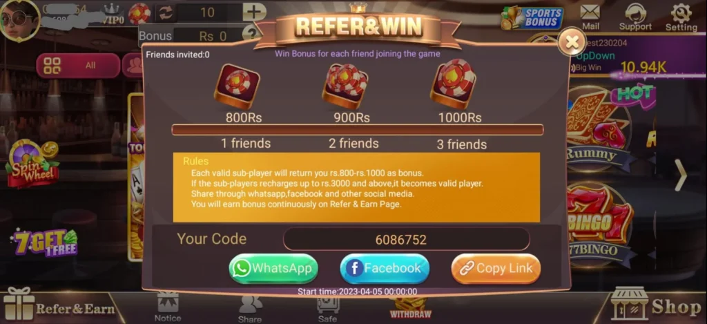 3 Patti World Refer and Earn Bonus